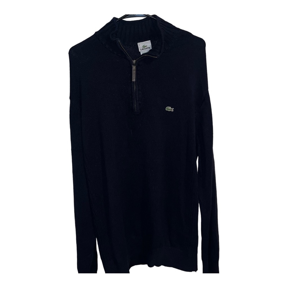 Lacoste Navy Blue Sweater Men’s 6 XL Zipper Casual Wear Work Cotton Fall Winter